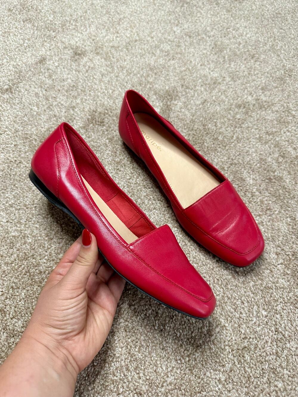 Maripe Vintage Red Leather Loafer Flats Size 8